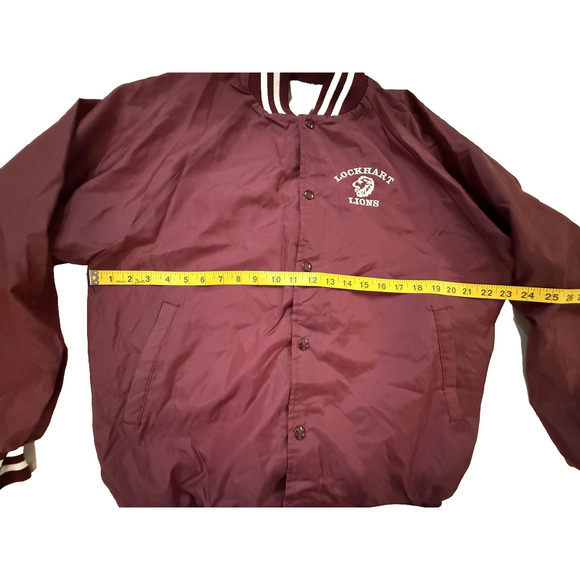 Vintage 90s Bomber Jacket Mens Large Varsity Maroon Snap Front Made USA Texas - Picture 5 of 7